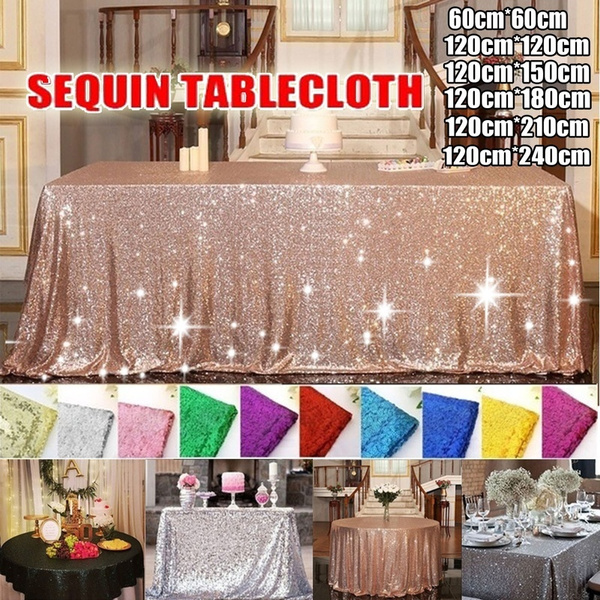 Home Sparkle Table Cloth Round Bling Sequin Tablecloth Cover Wedding Party Decor 