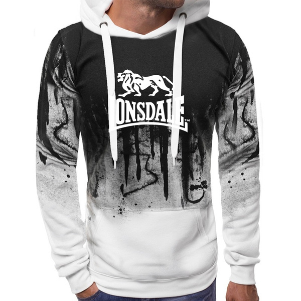 Sudadera Lonsdale Glespin Para Hombre - Corte Regular, Con Bolsillo Canguro Y Estampados