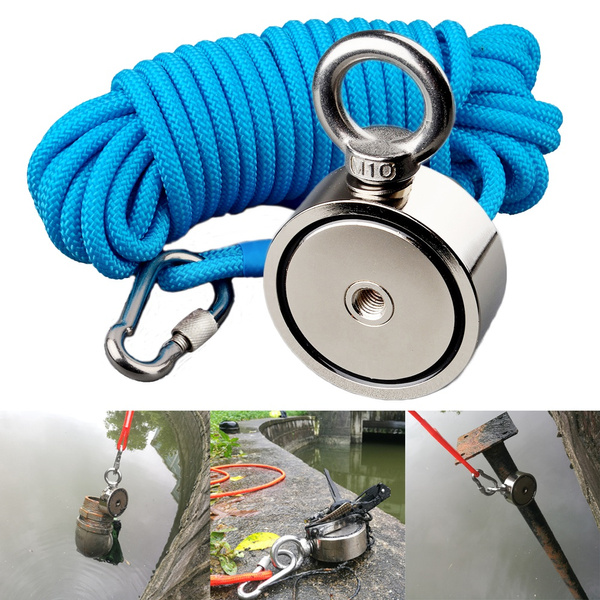 Strong Fishing Magnets Combined 1240lbs Pull Force Double Side Retrieval  Magnet N52 Neodymium Magnets with 10M Blue High-end Machine Sewing Rope