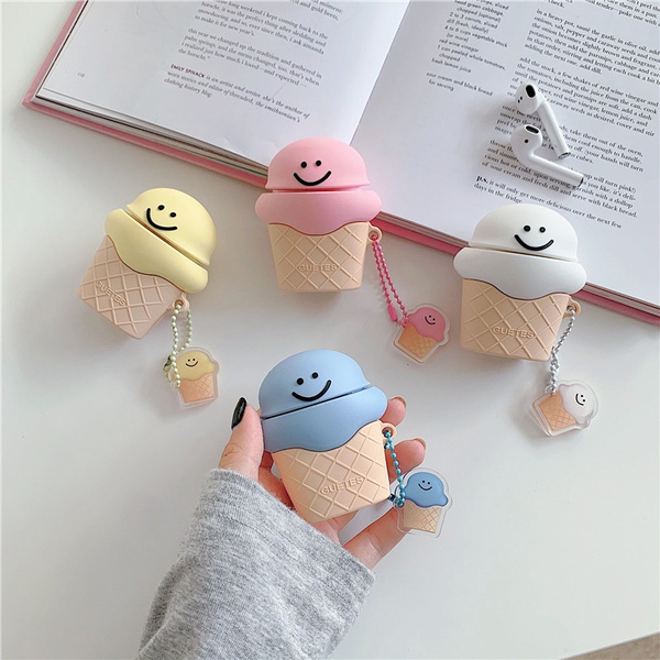 Women Girls Cute Ice Cream Shape Shockproof Wireless Earphone Case Cover  Candy Color Antilost Protector with Keychain for Airpods 1/2/Pro | Wish