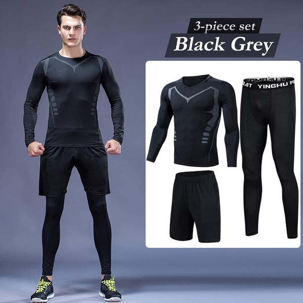  5Pcs Mens Compression Pants Shirt Top Long Sleeve