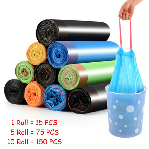 15Pcs/roll Storage Plastic Waste Bins Trash Kitchen Bucket Bag ...