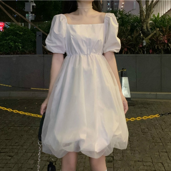 Women Girl Bubble Dress Short Mesh 