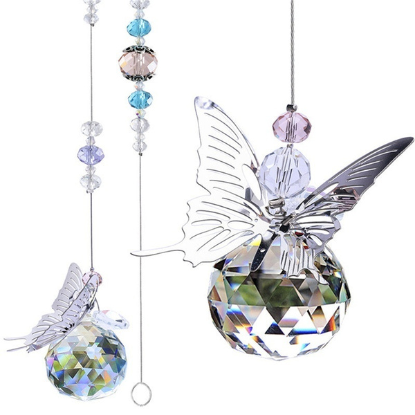 Home Decor Crystal Ball Suncatcher Prisms Pendant Hanging Drop Feng Shui Gift 