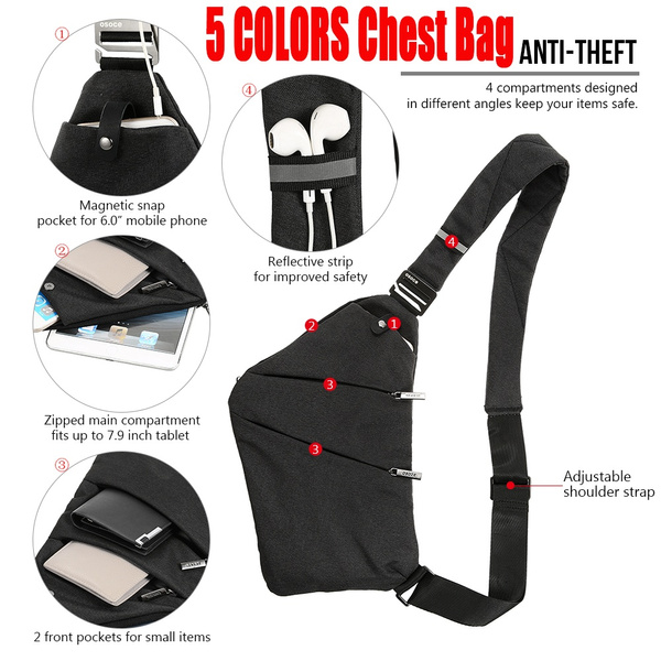 Sling Chest Bag Crossbody Shoulder Backpack Anti Theft Travel Bags Daypack Jian 