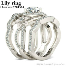 Sterling, Engagement Wedding Ring Set, Love, 925 silver rings