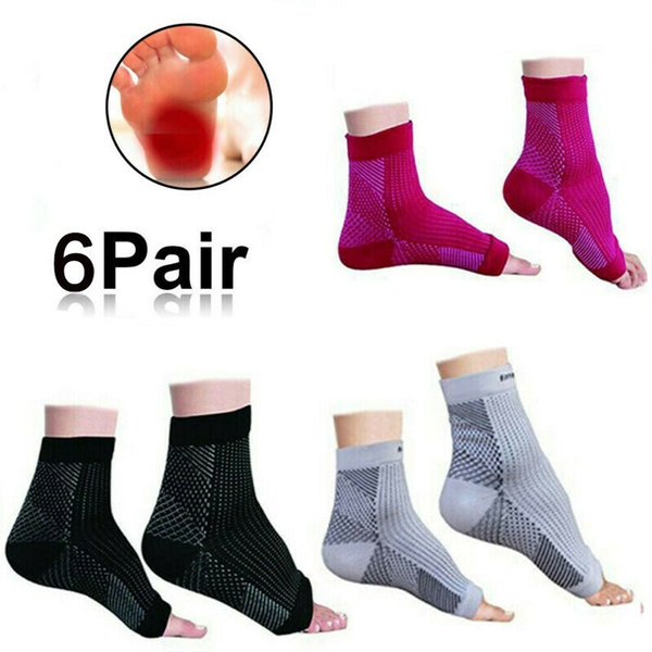 6 Pairs Ankle Compression Sleeve Open Toe Socks Support Arch Heel ...