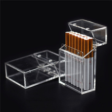 see through cigarette case XEOVHV Transparent with Lighter, Light Up Portable USB Windproof Lighters 2 in 1, with Colorful Lights Holds 20 Cigarette Count for Jushom Acrylic Transparent Cigarette Case,