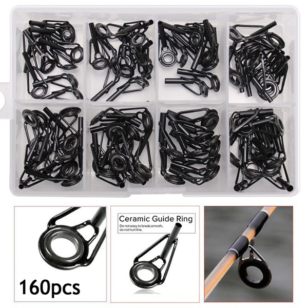80 Pcs / Lot 1.8mm-2.6mm Black Fishing Rod Guides High Point Repair Kit  Stainless Steel Ceramic Ring Rod Tip High Spare Parts