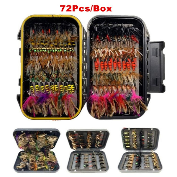 12/33/40/72Pcs/Box Wet Dry Nymph Fly Fishing Lure Box Set Fly Tying  Material Bait Fake Flies for Trout Grayling Panfish
