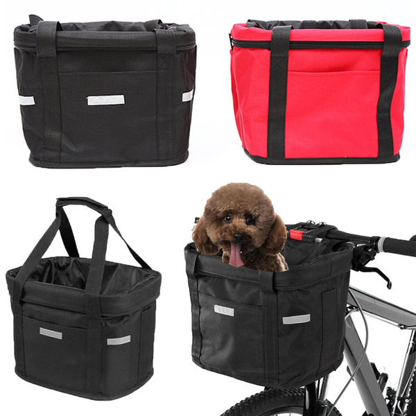 Bicycle Basket Folding Bike Front Handlebar Dog Carrier Frame Bag Shopping Bag 