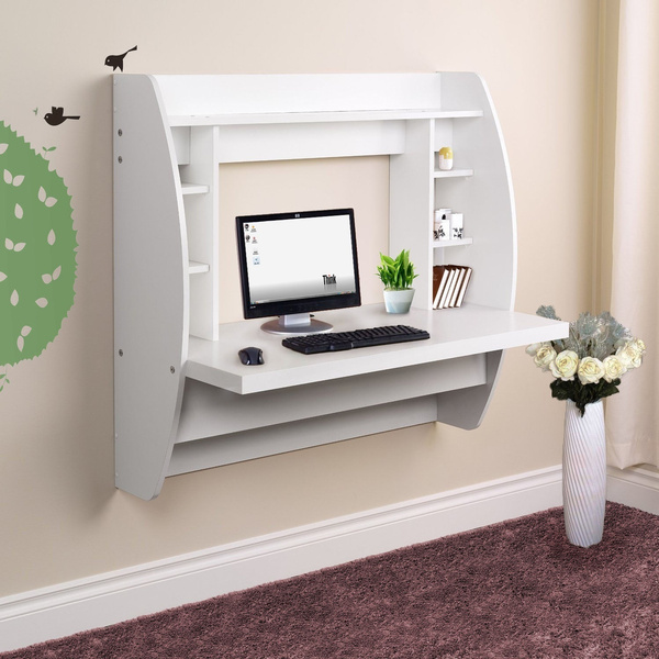 Black White Wall Mount Computer Laptop Pc Desk Floating Home Office Table Shelves Storage Folding Wish - Floating Wall Mounted Desk Black Black White Wall Mount Computer Laptop Pc Desk Floating Home Office Table Shelves Storage Folding Wish - Floating Wall Mounted Desk Black