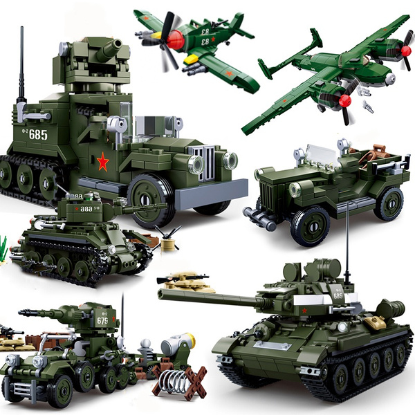 Sluban Military Tank world war 2 Army figures Series Set troops Building  Blocks Bricks Helicopter Model Toys