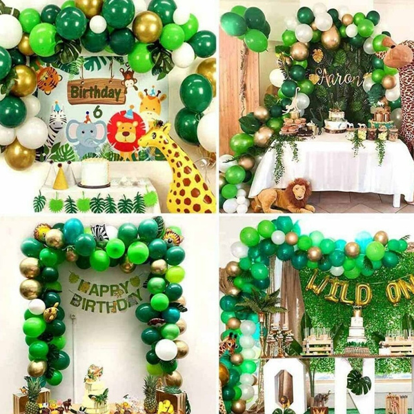 106pcs Set Jungle Safari Theme Party Supplies Green Balloons Garland Arch Kit Birthday Wedding Forest Party Christmas Decoration Wish