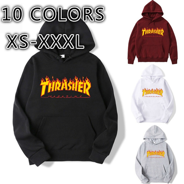 2020 Men's and Hooded Hooded Sweater Thrasher Flame Print New Hooded and Women's Sweater Multiple Colors | Wish