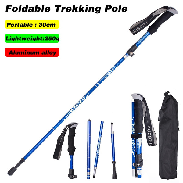 Outdoor Adjustable Folding Lightweight Trekking Poles Aluminum Walking stick 
