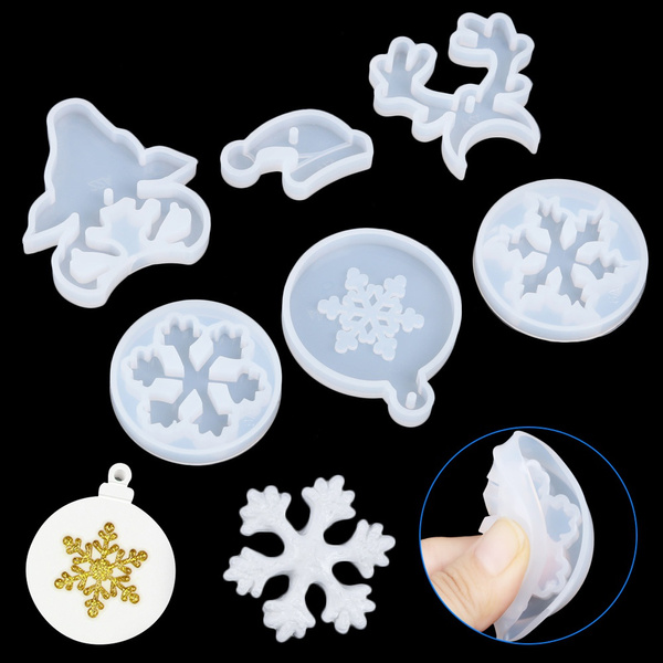 Resin Silicone Casting Mold Christmas Mould Snowflake Bell Deer Xmas Tree Shape 
