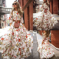 Summer, long skirt, Sweet Dress, Floral print