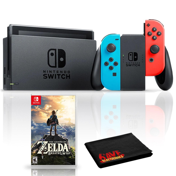 Nintendo Switch with Neon Blue and Red Joy-Con Bundle with The