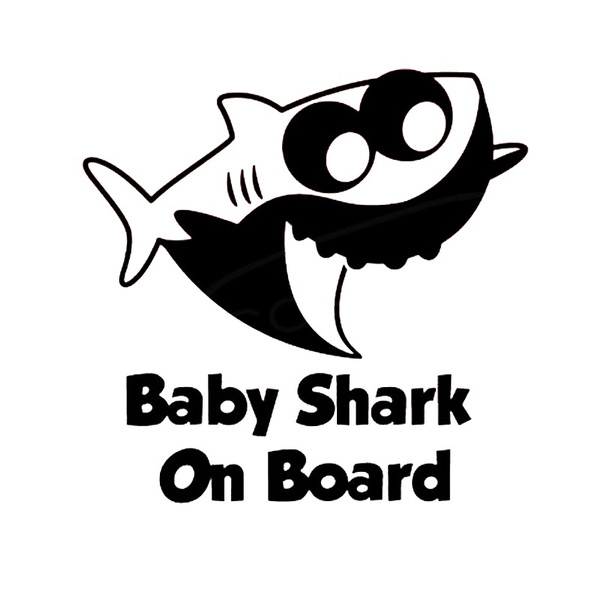 16*15.6cm Baby Shark on Board STICKER VINYL DECAL Funny Car Window ...