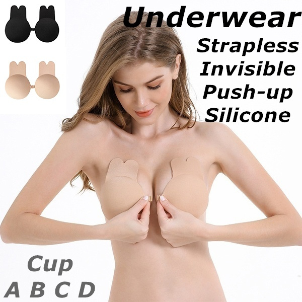 New 11/13CM Fashion Strapless Rabbit Ear Women Silicone Bras Self Adhesive  Push Up Gathering Bra Backless Invisible Gel Stick Underwear for Wedding  Party Evening Dress Cup A B C D