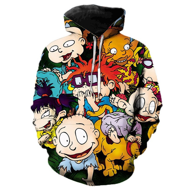 Rugrats Printed Men s and Women s Personality Hooded Sweatshirt Autumn and Winter Casual Plus Size Long Sleeves