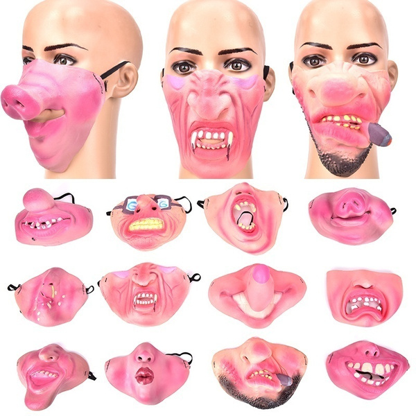Half face Comédie Funny People moustache Grin visage stag big lèvre fantaisie masques en latex 