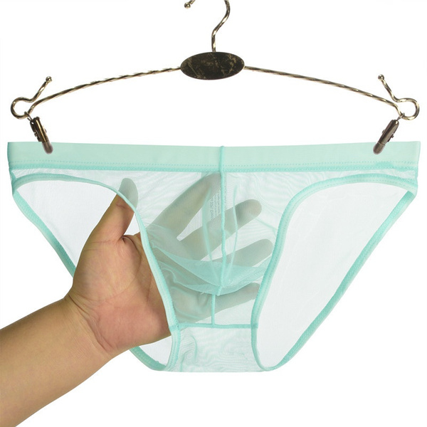 Men's Sexy See Through Pouch Underwear Mesh Ice Silk Breathable ...