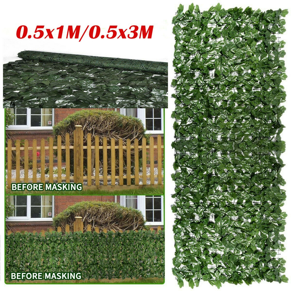 3m Artificial Hedge Ivy Leaf Garden Fence Roll Privacy Screen Balcony Wall Cover Wish - Plastic Ivy Wall Covering