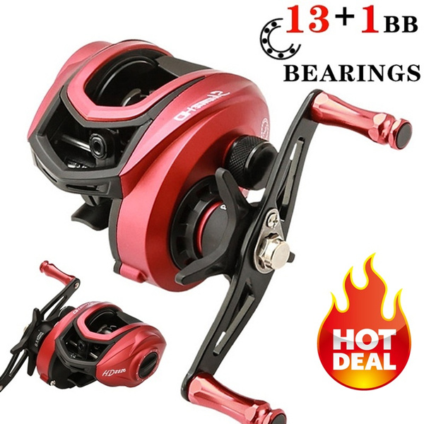 Baitcasting Reel 13 + 1BB High Speed Ratio 7.1:1 Burst Red Appearance Left  / Right Hand Front Drag Rotary Reel Casting Fishing Reel/9-speed Magnetic  Brake System