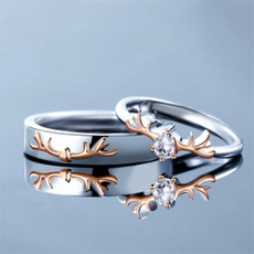 Couple Rings, elk, Korea fashion, twotonering