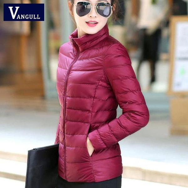 VANGULL Brand Women Autumn Winter Clothes Basic Jacket Solid Slim Warm Thin Coat  Casual Long Sleeve Zipper Cotton Parkas