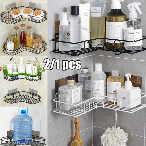 Bathroom Punch-Free Corner Rack Bathroom Fixtures Wrought Iron Storage Rack  Kitchen Tripod Bathroom Corner Rack