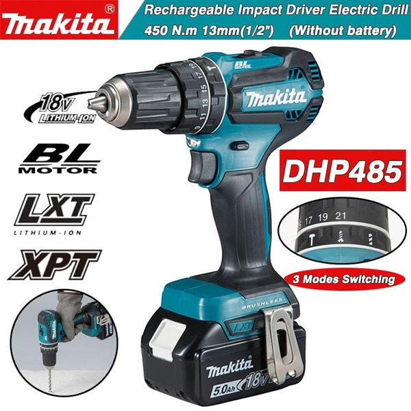 have tillid Relativ størrelse stimulere Top Quality Makita DDF485/DHP485 18V Brushless Rechargeable Impact Driver  Electric Drill Power Tool 450 N.m 13mm(1/2") Impact Screwdriver Electric  Drill | Wish