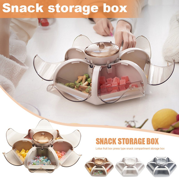 Details about   Living Room Fruit Tray Transparent Press Type Snack Compartment Storage Box 