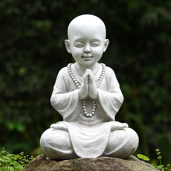 Goodeco Meditating Baby Buddha Statue Figurine Garden Decor Zen Monk ...