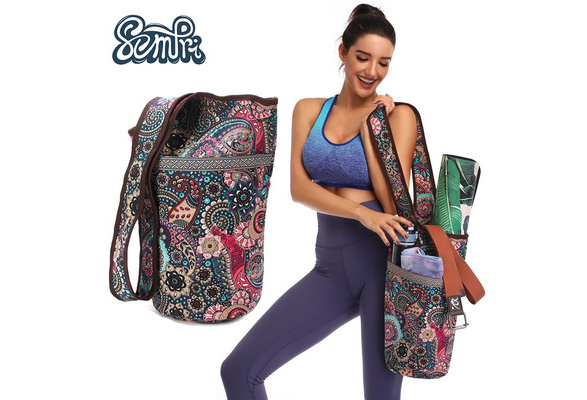Fashion Yoga Mat Bag Canvas Yoga Bag Large Size Zipper Pocket Fit Most Size Mats  Yoga Mat Tote Sling Carrier Fitness Supplies