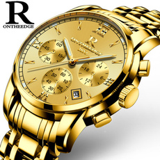 quartz, Waterproof Watch, gold, Waterproof