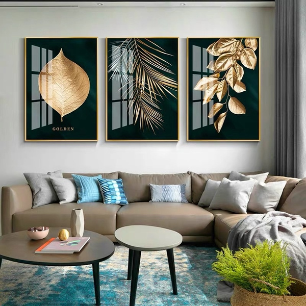 New Unframed Golden Leaf Print Canvas Poster Oil Painting Nordic ...