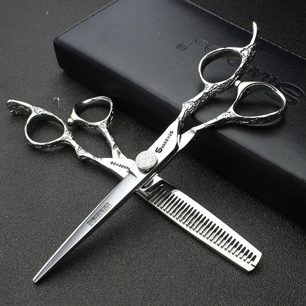 Hair salon professional haircut scissors 6 inch teeth 440C stainless