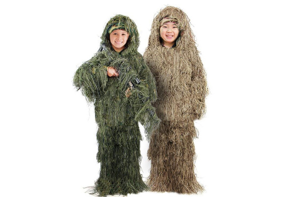 2021 UK 5pcs Gillie Suit Childrens 3D Woodland Camo Camouflage Hunting Burlap A1