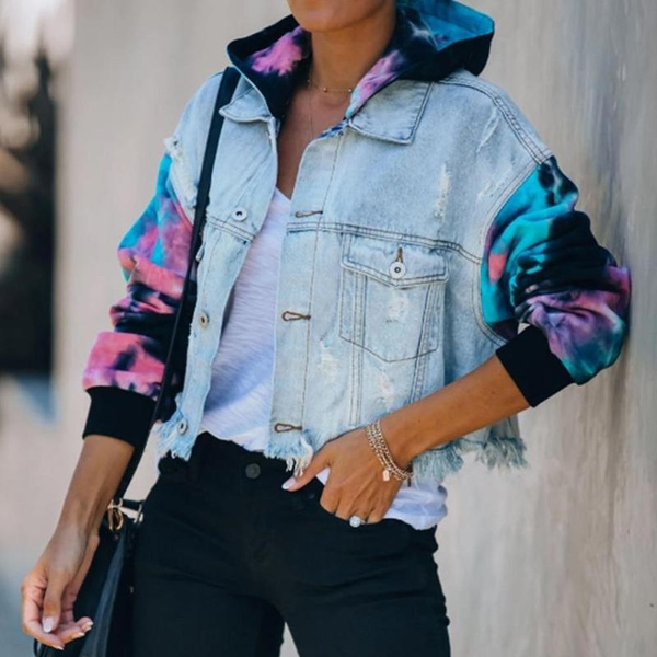 Tie dye jean online jacket womens