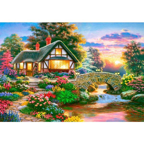 5d Diy Large Diamond Painting Kits For Adult, House Pattern Round