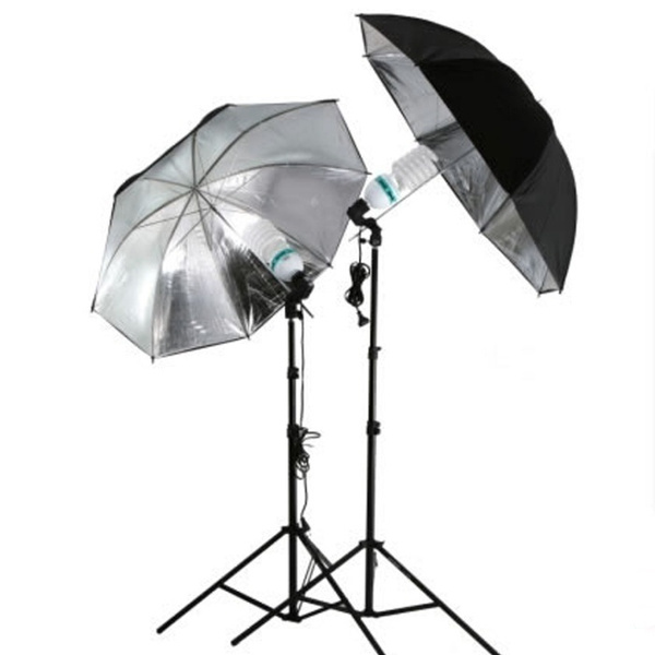 Portable 60cm 33 inch Studio Video Flash Light Grained Umbrella Reflective Reflector Black Sliver Photo Photography Umbrellas 