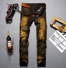 men's jeans, Fashion, casualtrouser, Embroidery