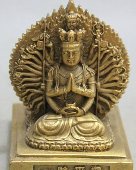 4 Tibet Brass 2 Face 1000 Arms Avalokiteshvara Goddess Kwan-yin Guan ...