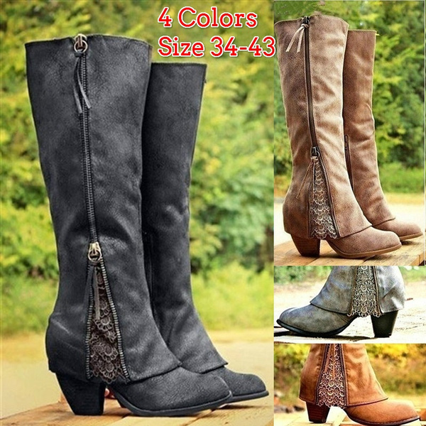 Fold-over high-heel boots - Shoes - Women