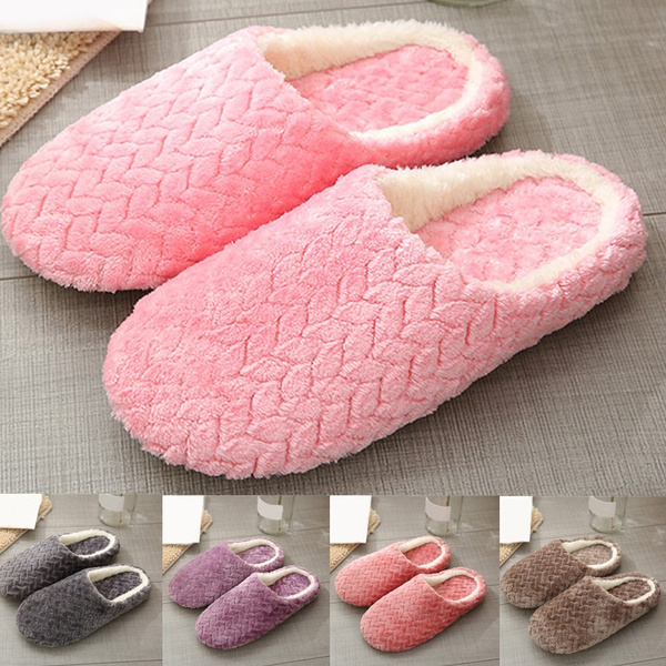 Winter Warm Slippers For Men Soft Adult Leather Slippers Non Slip Indoor  Shoes