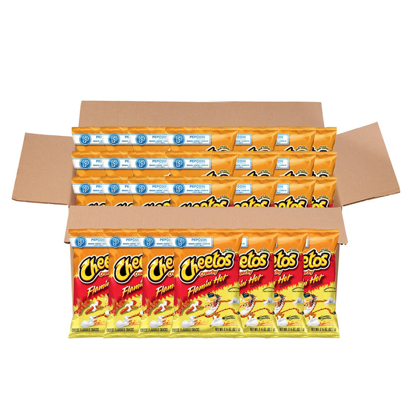  Cheetos Cheese Snacks, Crunchy, Flaming Hot, 3.25 Ounce (Pack  of 28)