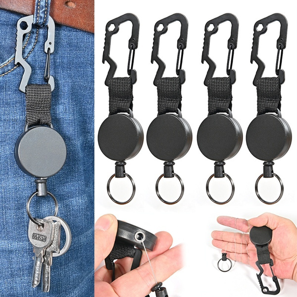 Stainless Stee Retractable Key Chain Recoil Keyring Heavy Duty Steel Cord Wire